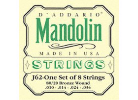 JEU 8 CORDES MANDOLINE/BANJO MANDOLINE D'ADDARIO BRONZE J62